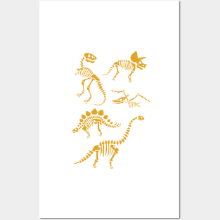 Dinosaur Fossils - Mustard Posters and Art